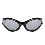 89176 - Sleek Wraparound Y2K Bold Futuristic Oval Wholesale Sunglasses