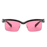 HS1349 - Square Semi Rimless Geometric Fashion Irregular Wholesale Sunglasses