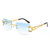 HJ2084 - Rimless Square Irregular Leopard Design Fashion Wholesale Sunglasses