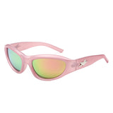 HS1328 - Rectangle Sport Wrap Around Star Design Wholesale Sunglasses