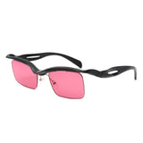 HS1349 - Square Semi Rimless Geometric Fashion Irregular Wholesale Sunglasses