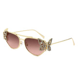 HJ2102 - Women Fashion Butterfly Design Rhinestone Cat Eye Wholesale Sunglasses