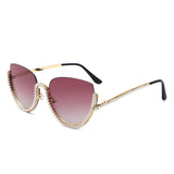 HJ3038 - Women Semi-Rimless Fashion Rhinestone Cat Eye Wholesale Sunglasses