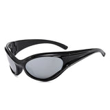 89176 - Sleek Wraparound Y2K Bold Futuristic Oval Wholesale Sunglasses