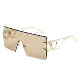 HW2068 - Oversize Rimless Double Heart Square Wholesale Sunglasses