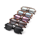 HS1342 - Geometric Square Block Brow-Bar Aviator Wholesale Sunglasses