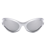 89176 - Sleek Wraparound Y2K Bold Futuristic Oval Wholesale Sunglasses