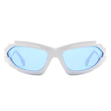 HS1236 - Geometric Rectangle Futuristic Wrap Around Wholesale Sunglasses