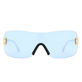 HS2183 - Rimless Square Fashion Mirrored Wholesale Sunglasses