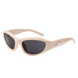 HS1328 - Rectangle Sport Wrap Around Star Design Wholesale Sunglasses