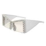 HS1286-1 - Square Semi-Rimless Rhinestone Fashion Oversize Wholesale Sunglasses