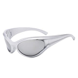 89176 - Sleek Wraparound Y2K Bold Futuristic Oval Wholesale Sunglasses