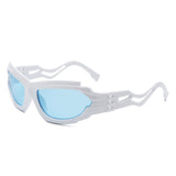 HS1236 - Geometric Rectangle Futuristic Wrap Around Wholesale Sunglasses