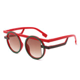 S1249 - Irregular Futuristic Double Frame Round Wholesale Sunglasses