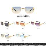 HJ2084 - Rimless Square Irregular Leopard Design Fashion Wholesale Sunglasses