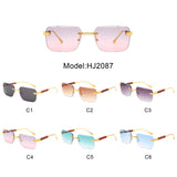 HJ2087 - Chic Rimless Flat Top Tinted Fashion Square Wholesale Sunglasses