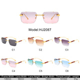 HJ2087 - Chic Rimless Flat Top Tinted Fashion Square Wholesale Sunglasses