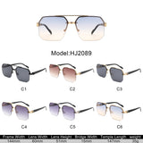 HJ2089 - Square Half Frame Retro Brow-Bar Wholesale Sunglasses