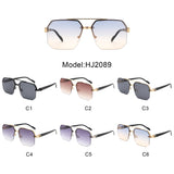 HJ2089 - Square Half Frame Retro Brow-Bar Wholesale Sunglasses