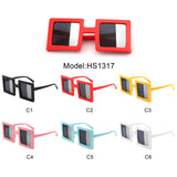 HS1317 - Square Two-Tone Tinted Bright Box Wholesale Sunglasses