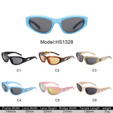 HS1328 - Rectangle Sport Wrap Around Star Design Wholesale Sunglasses