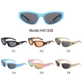 HS1328 - Rectangle Sport Wrap Around Star Design Wholesale Sunglasses