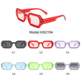 HS2154 - Square Retro Geometric Tinted  Rhinestone Fashion Wholesale Sunglasses