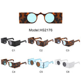 HS2176 - Retro Irregular Wide Bar Round Wholesale Sunglasses