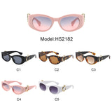 HS2182 - Chic Oval Leopard Design Fashion Wholesale Sunglasses