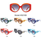 HS2189 - Oversize Bold Luxurious Fashion Women Round Wholesale Sunglasses