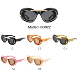 HS3022 - Oversize Chunky Futuristic Top Bar Oval Wholesale Sunglasses