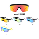 HS3023 - Square Semi-Rimless Lighting Bolt Shield Wholesale Sunglasses