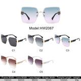 HW2067 - Women Oversize Fashion Rimless Square Wholesale Sunglasses