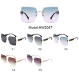 HW2067 - Women Oversize Fashion Rimless Square Wholesale Sunglasses