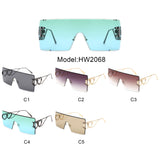 HW2068 - Oversize Rimless Double Heart Square Wholesale Sunglasses