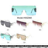 HW2068 - Oversize Rimless Double Heart Square Wholesale Sunglasses