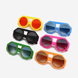 HS1335 - Geometric Chunky Fashion Round Wholesale Sunglasses