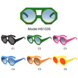 HS1335 - Geometric Chunky Fashion Round Wholesale Sunglasses