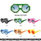 HS1335 - Geometric Chunky Fashion Round Wholesale Sunglasses