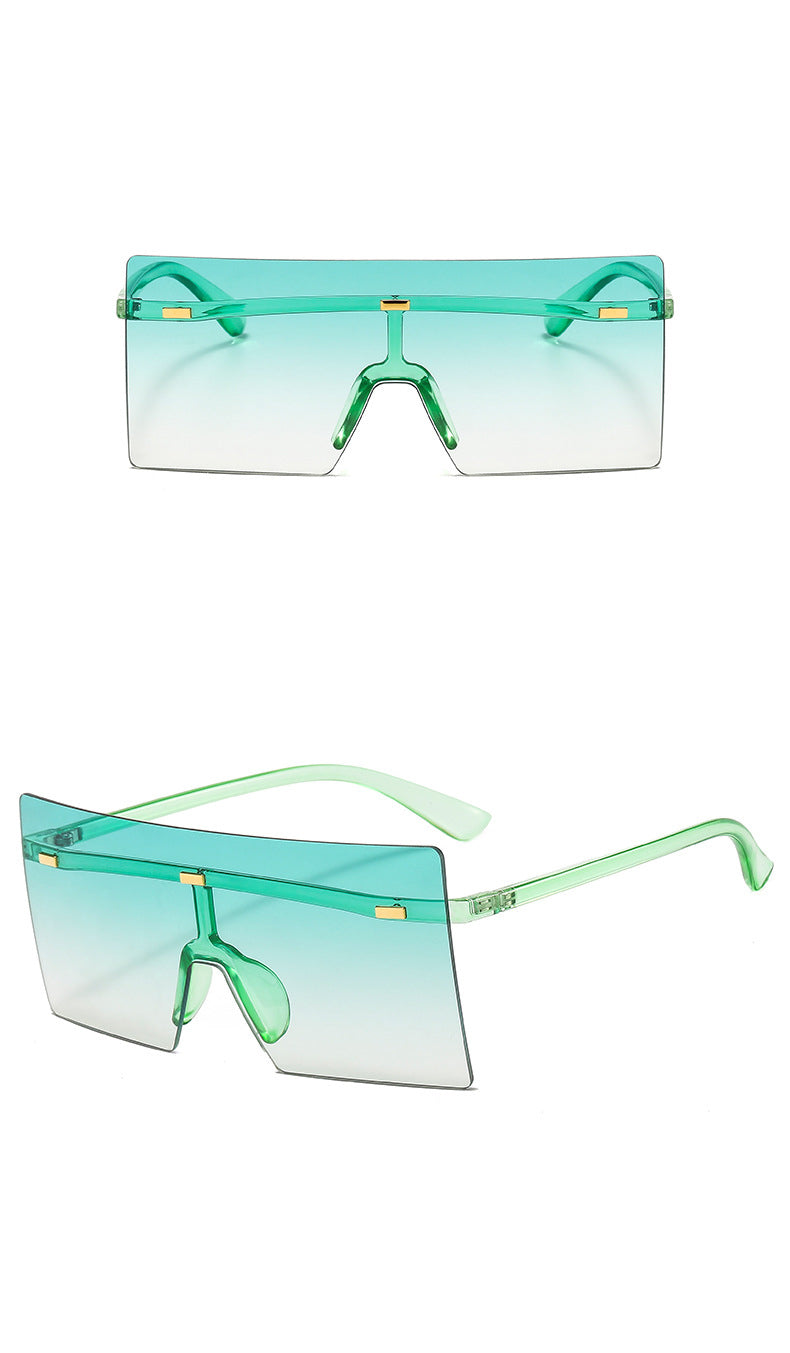 6932 - Rimless Retro Square Oversize Fashion Sunglasses