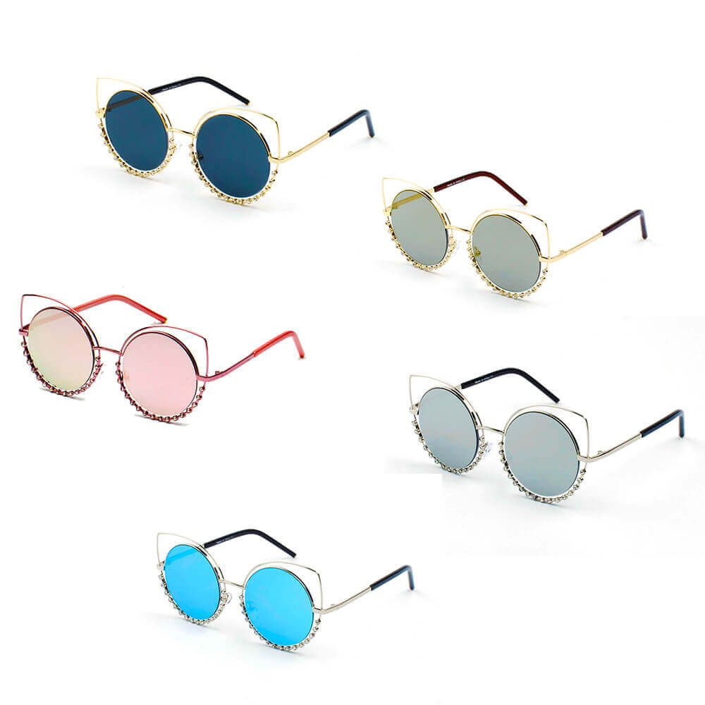 Edge I-Wear Cut Out Cat Eye Sunglasses with Flat Lens 3121