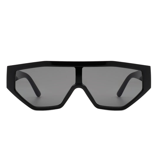 HS1136 - Geometric Square Oversize Futuristic Fashion Sunglasses