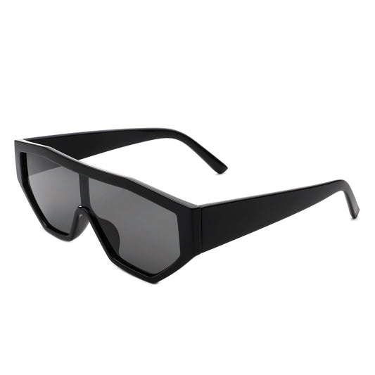 HS1136 - Geometric Square Oversize Futuristic Fashion Sunglasses