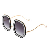 J3008 - Women Round Irregular Geometric Glitter Fashion Sunglasses