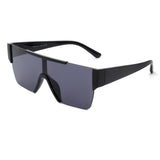 HS2051 - Square Retro Flat Top Rimless Oversize Sunglasses