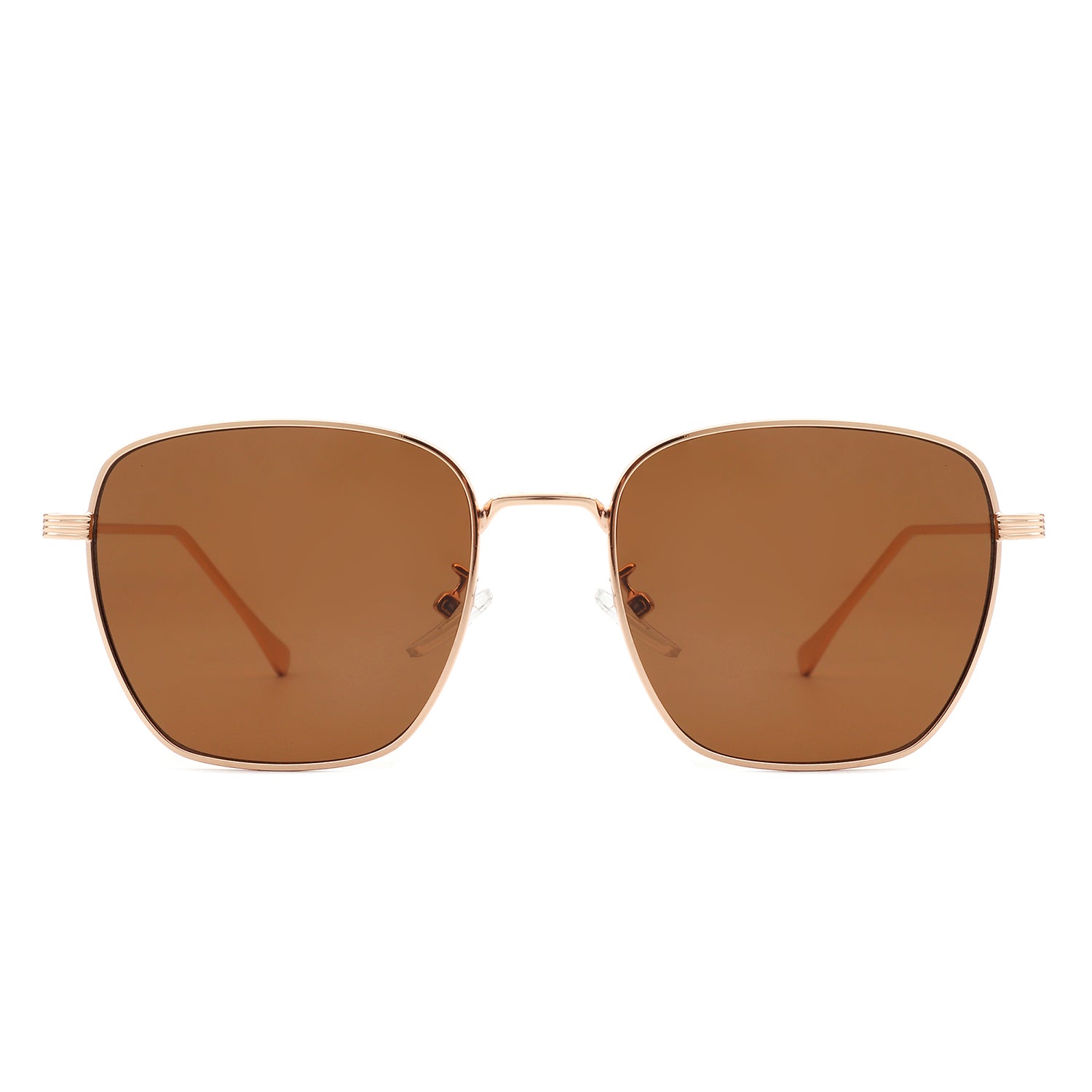 Square metal sunglasses in brown shaded lens