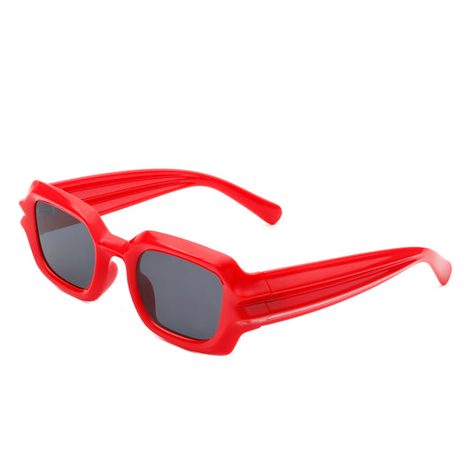 HS1117 - Square Geometric Retro Irregular Thick Frame Fashion Sunglasses