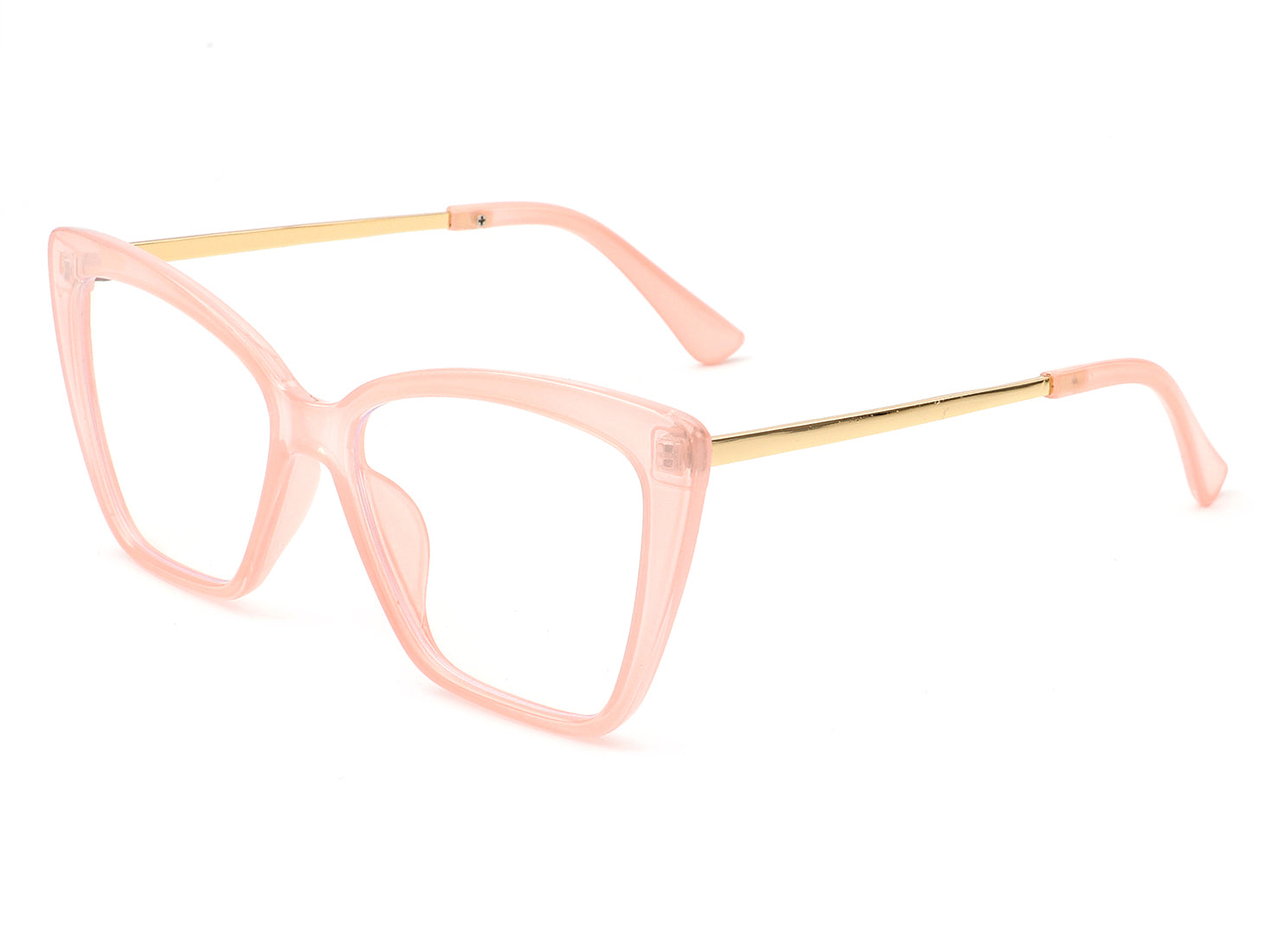 Ophelia Narrow Frame Cat-Eye Eyeglasses, Hubble, Blush Tortoise