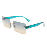 S2113 - Rectangle Retro Rimless Tinted Fashion Square Wholesale Sunglasses