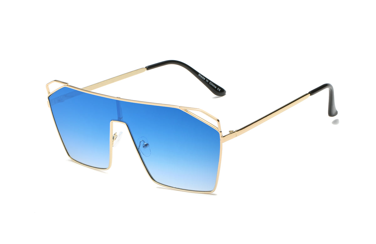 S2071 - Flat Top Metal Oversize Square Fashion Sunglasses - Iris Fashion Inc. | Wholesale Sunglasses and Glasses